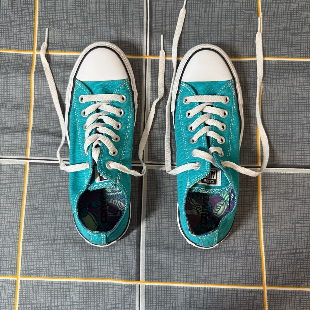👠Converse All ⭐️ Star Turquoise Canvas Sneakers Like New Size 7